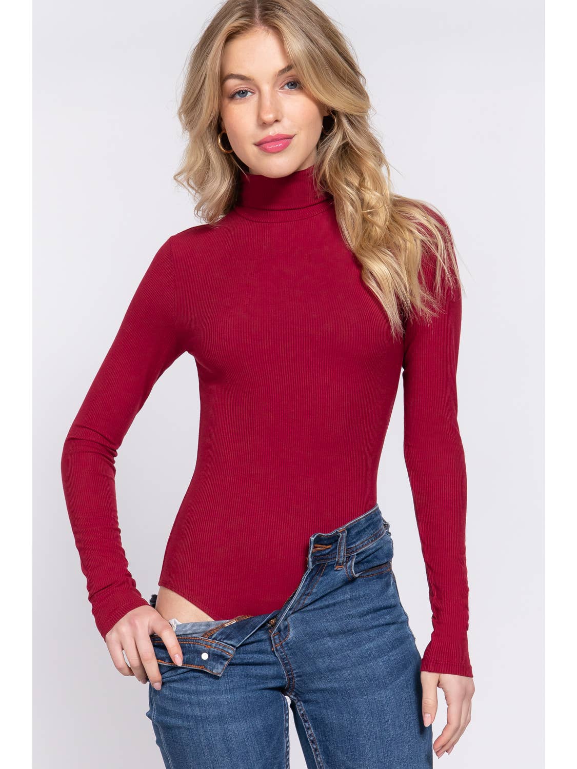 Turtleneck Rayon Rib Bodysuit