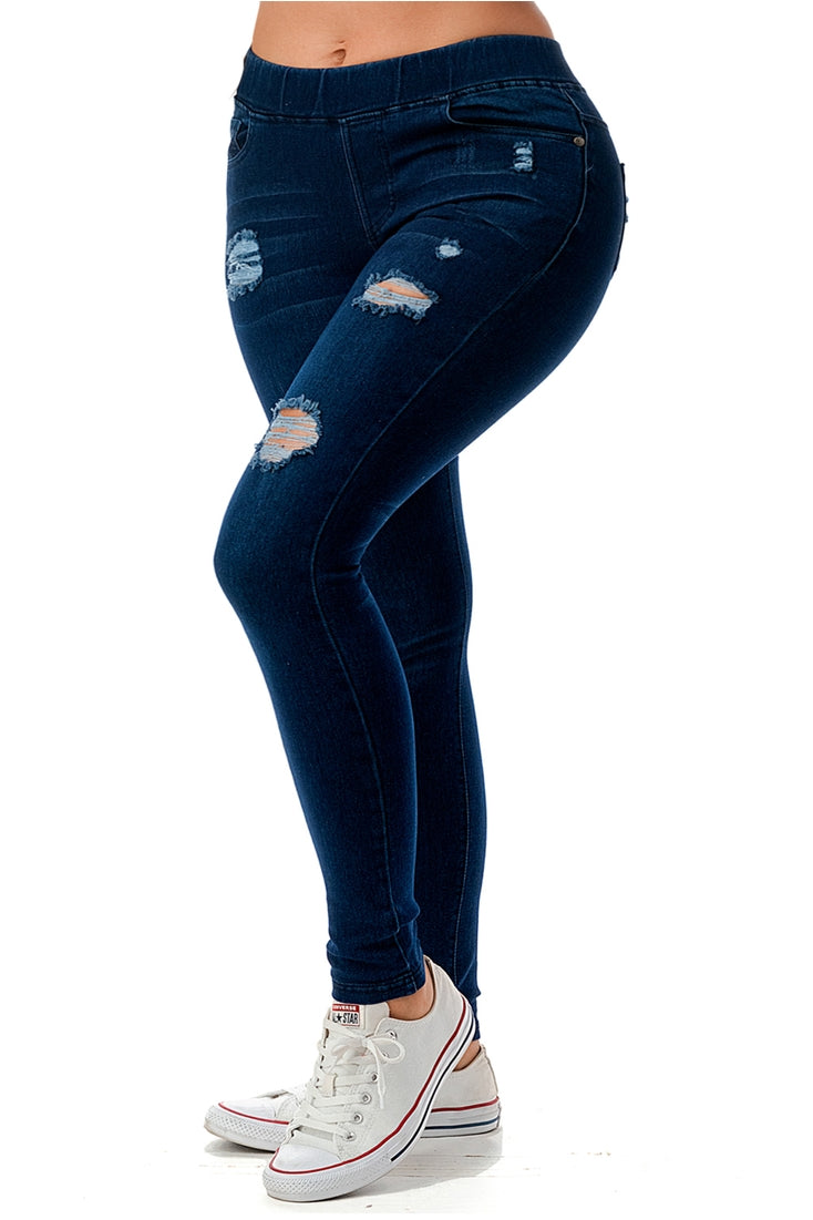 Plus Size Dark Washed Skinny Denim Jeggings