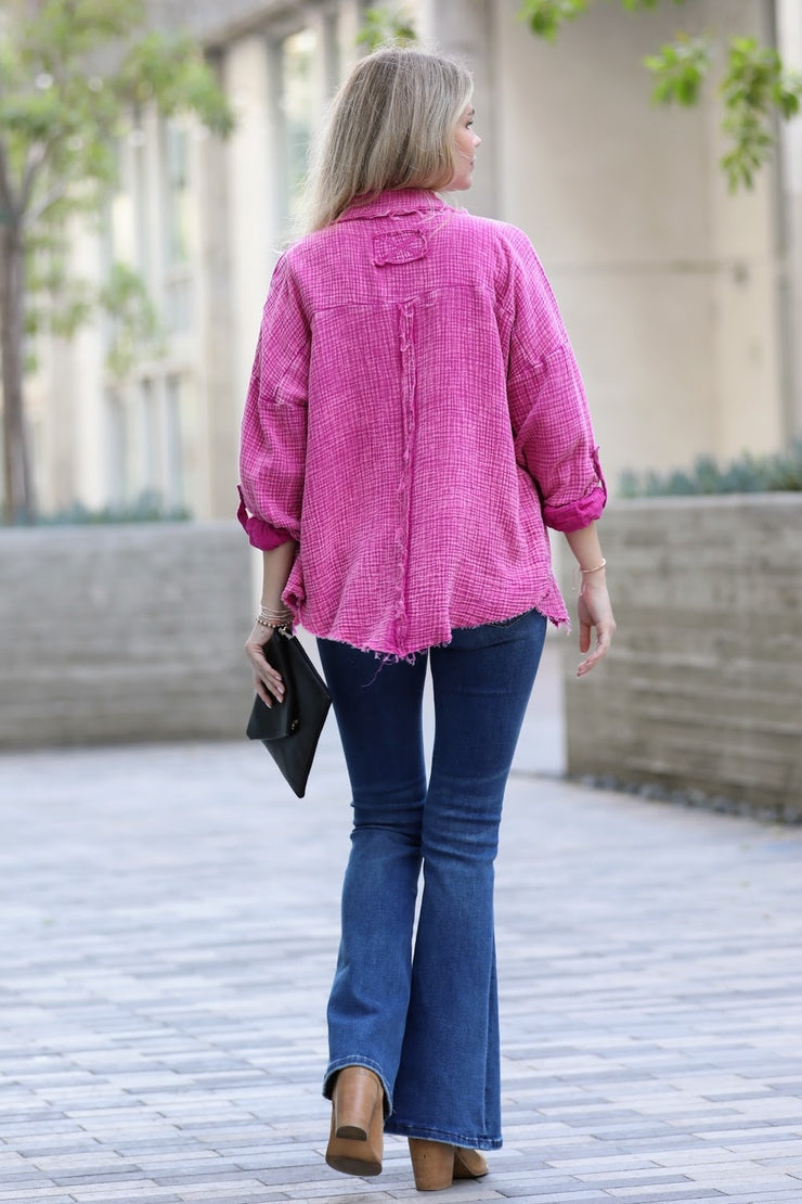 Mineral Washed Double Gauze Button Down Shirt