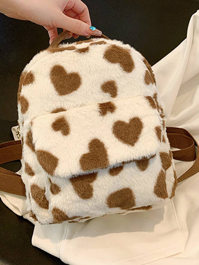 Cow Print Fleece Backpack
