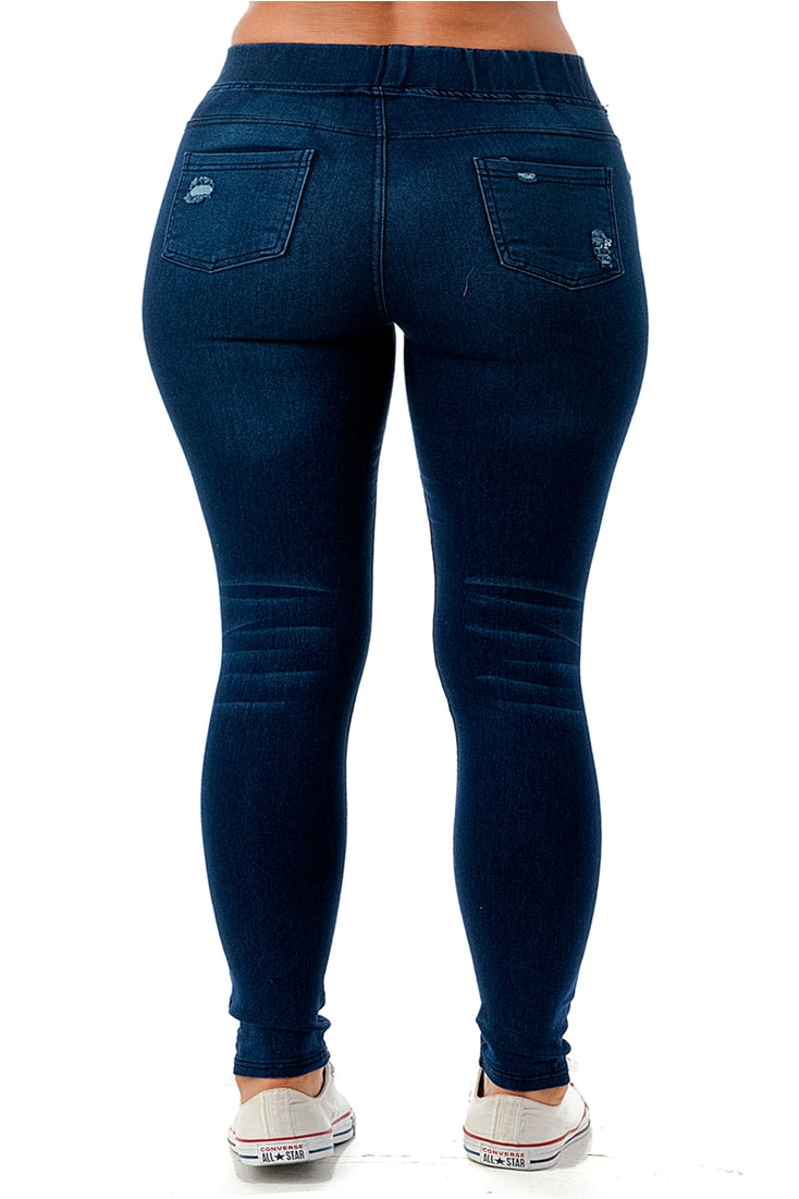 Plus Size Dark Washed Skinny Denim Jeggings