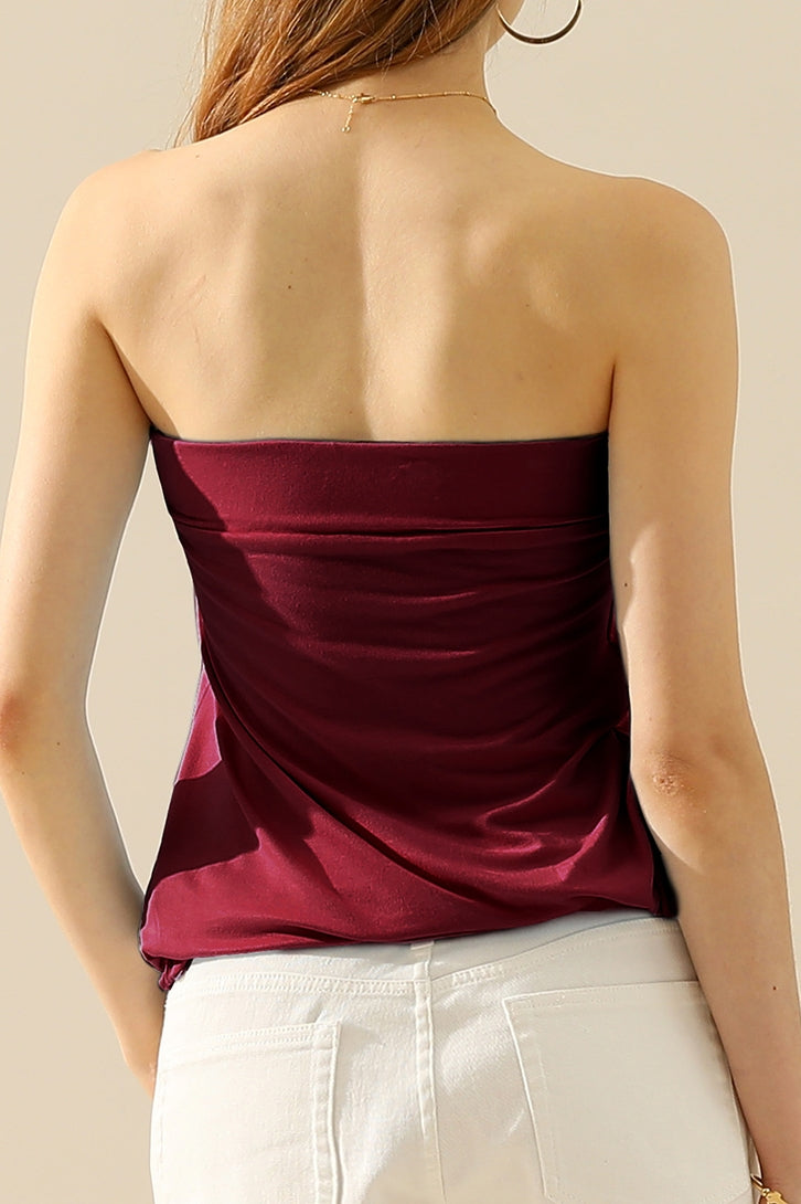 Sleeveless Pleated Tube Top