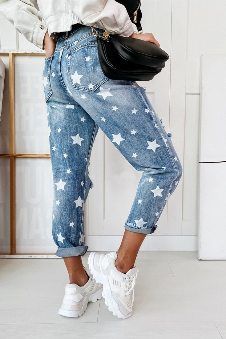 Star Printed Jeans