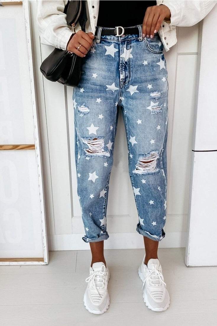 Star Printed Jeans