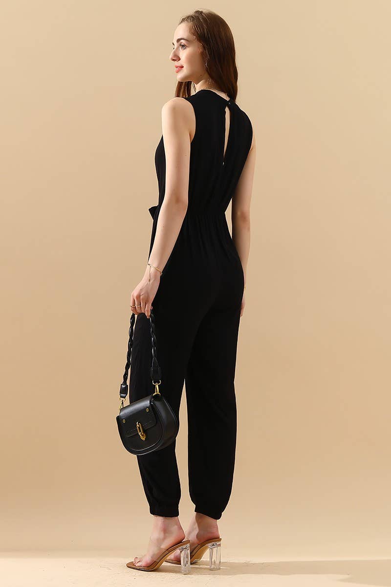Sleeveless V Neck Jumpsuit
