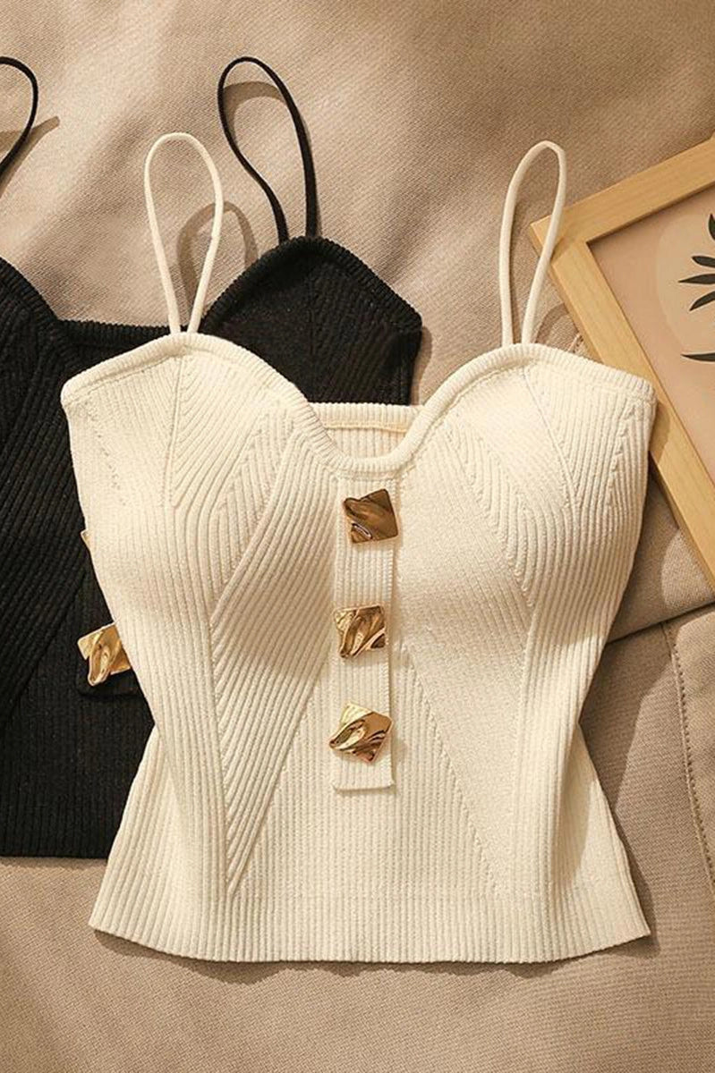 Square Button Ribbed Camisole