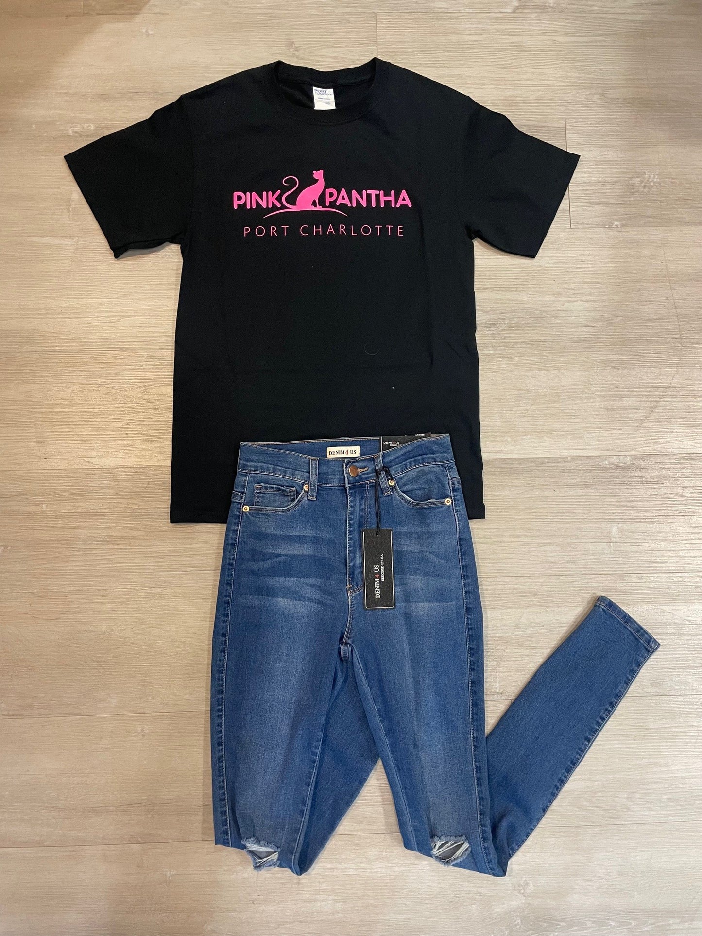 Pink Pantha Round Neck Unisex Tee Shirts