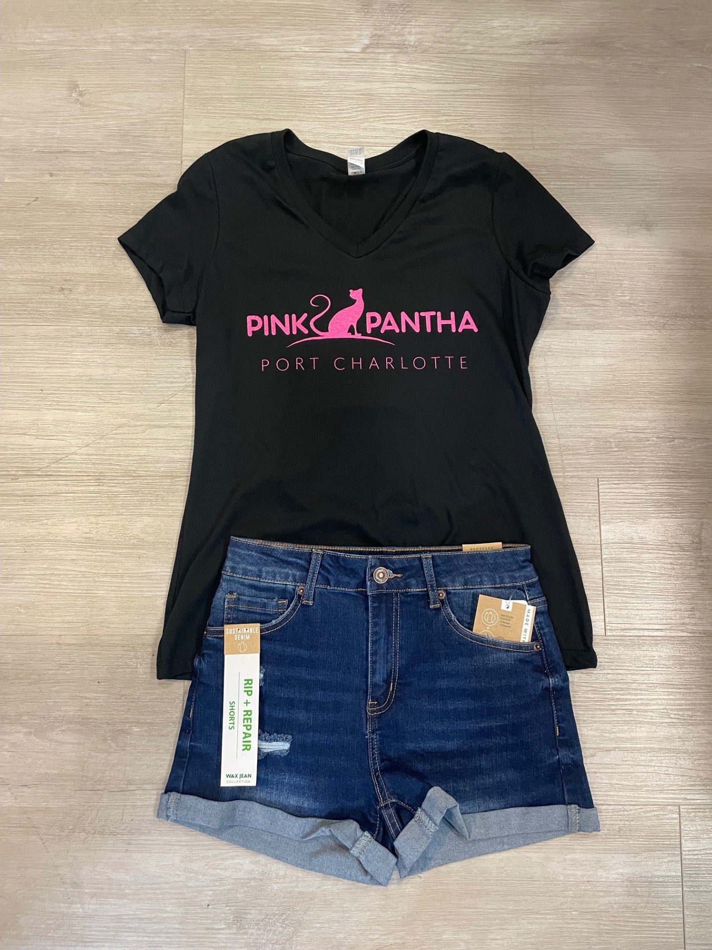 Pink Pantha V-Neck Women's Tee Shirts