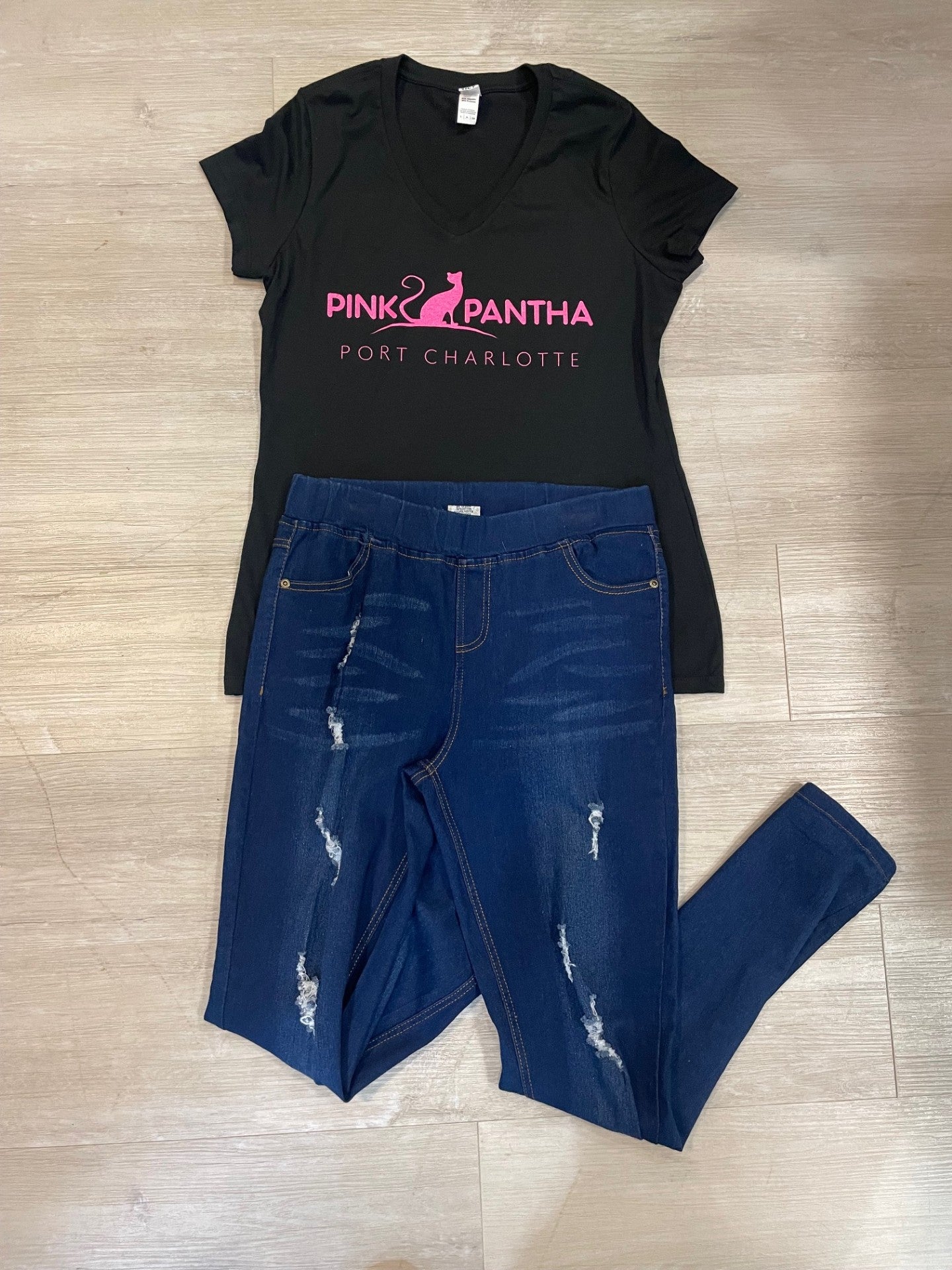 Pink Pantha V-Neck Women's Tee Shirts