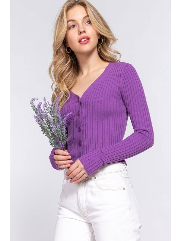 Button Down Fitted Sweater Cardigan