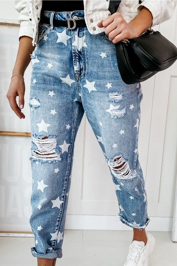 Star Printed Jeans