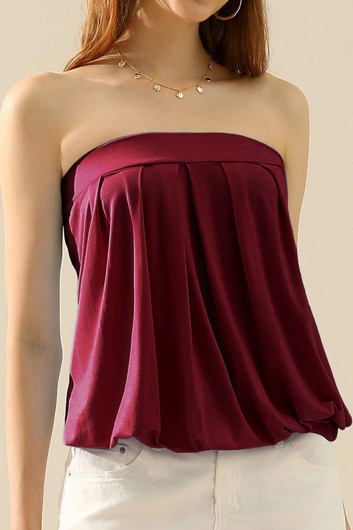 Sleeveless Pleated Tube Top