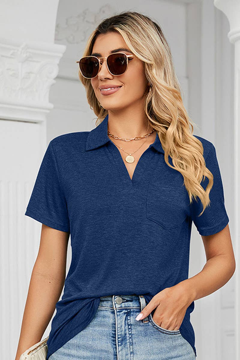 Basic Short Sleeve Collar Top