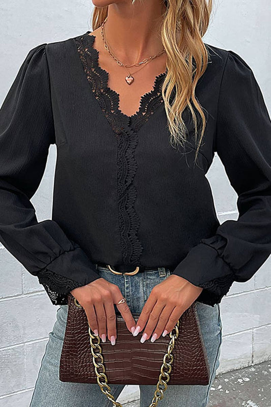 Laced V Neck Blouse