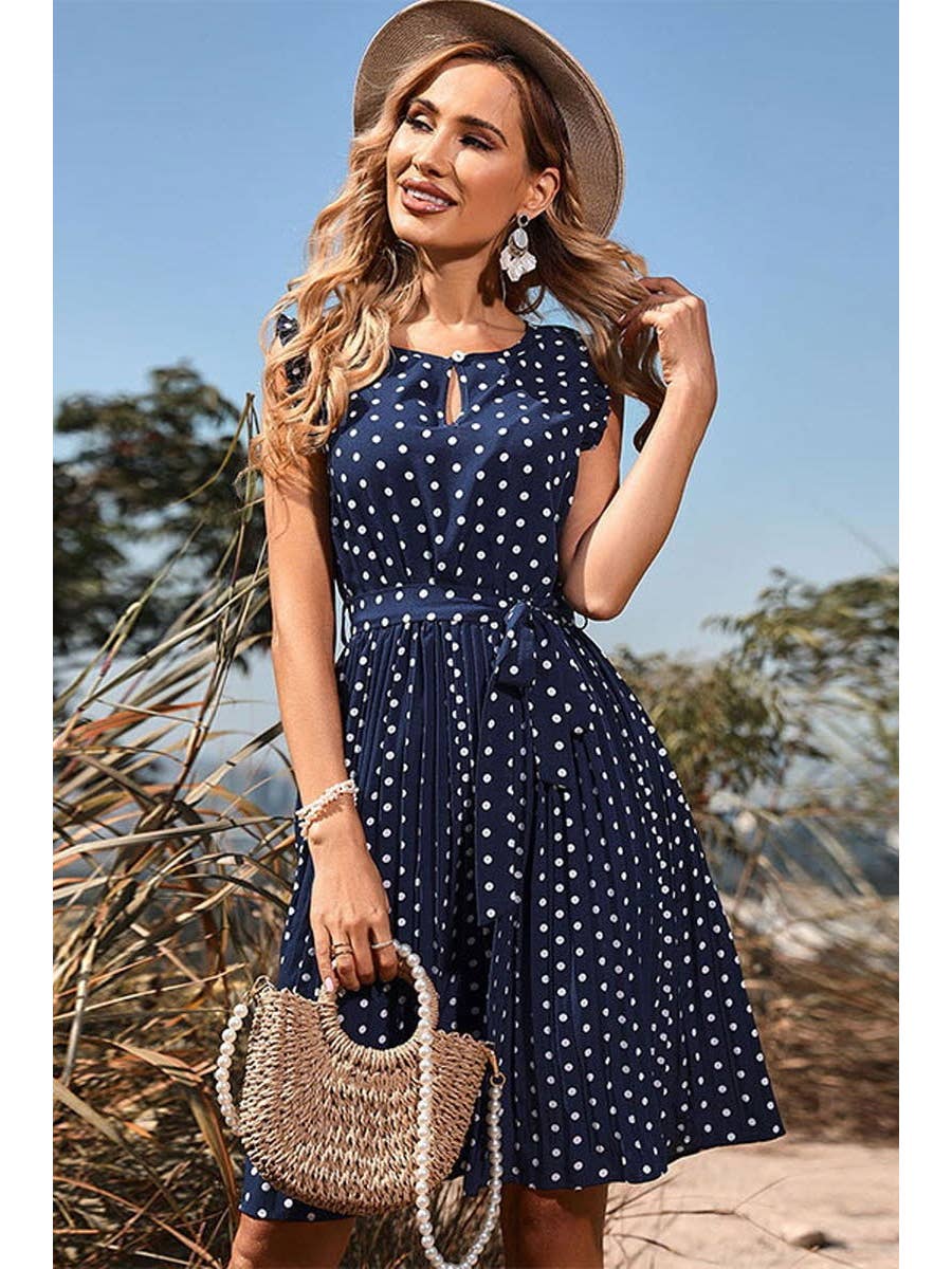 Polka Dot Pleated Dress