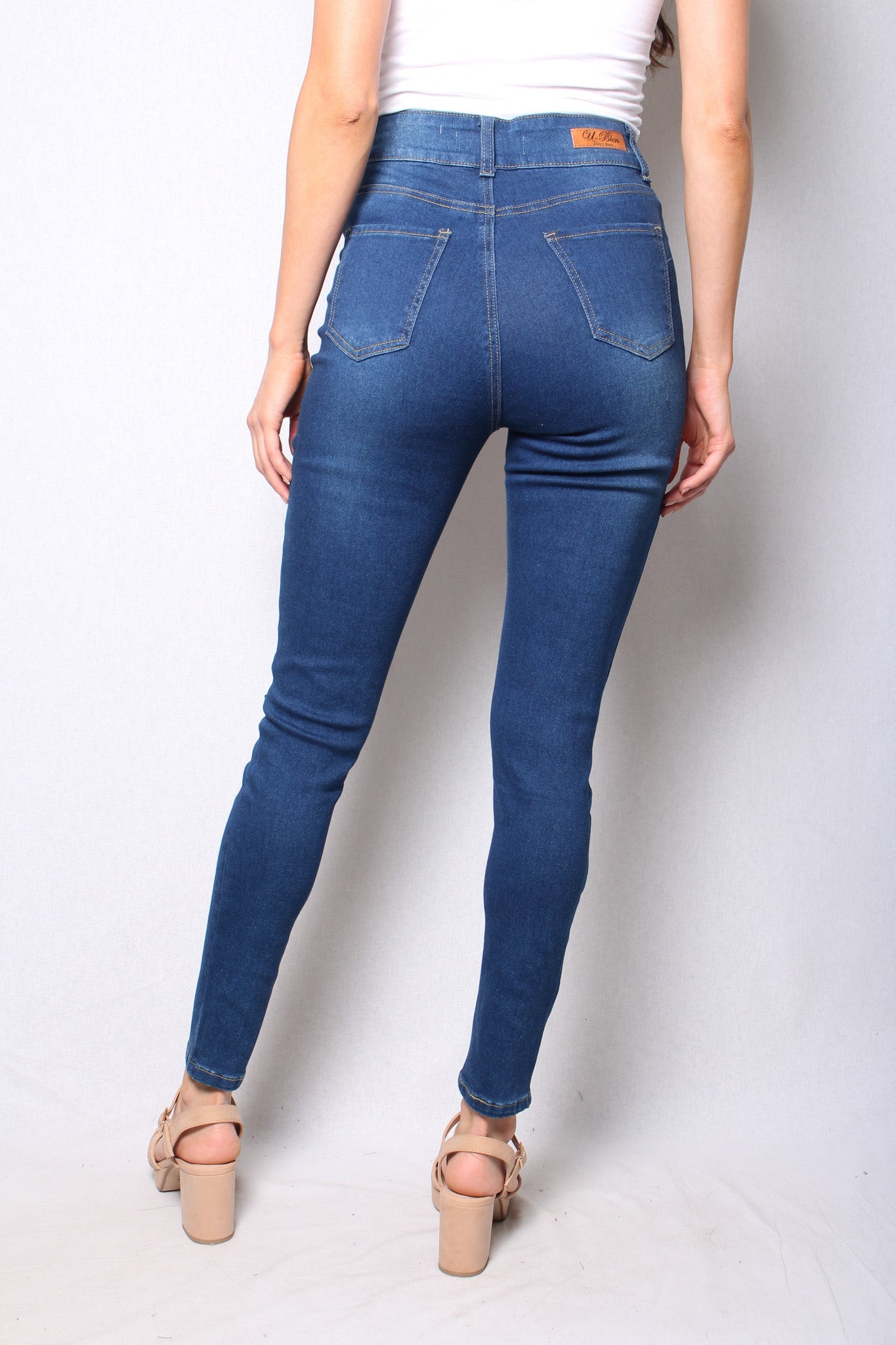 High Waist Dark Wash Ripped Jeans