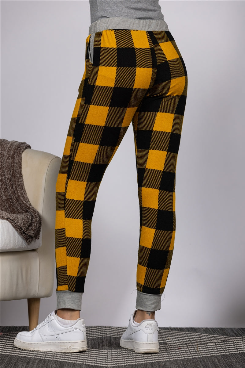 Mustard Plaid Jogger Pants