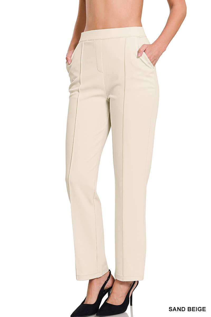 Stretch Pull-On Scuba Crepe Dress Pants
