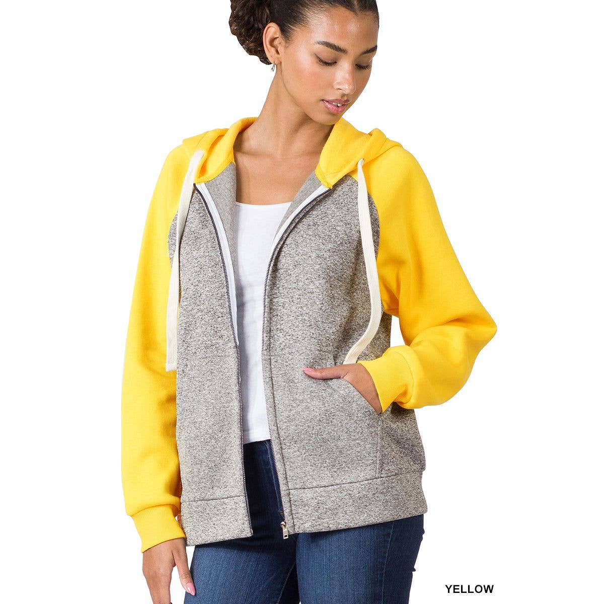 Raglan Zip Hoodie Yellow
