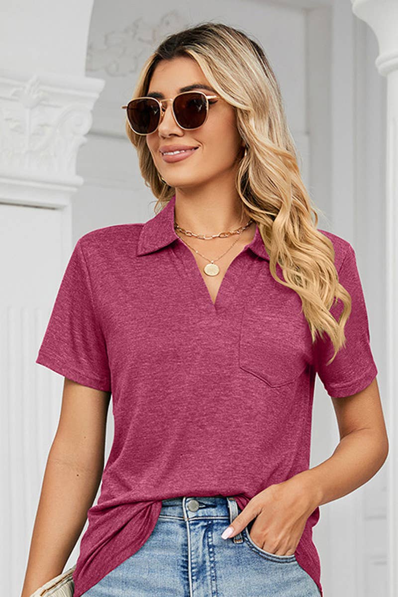 Basic Short Sleeve Collar Top