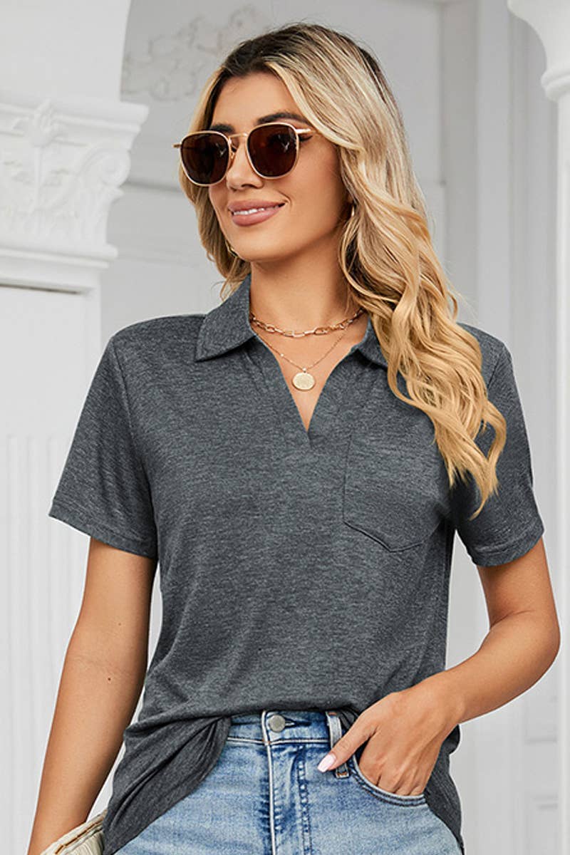Basic Short Sleeve Collar Top