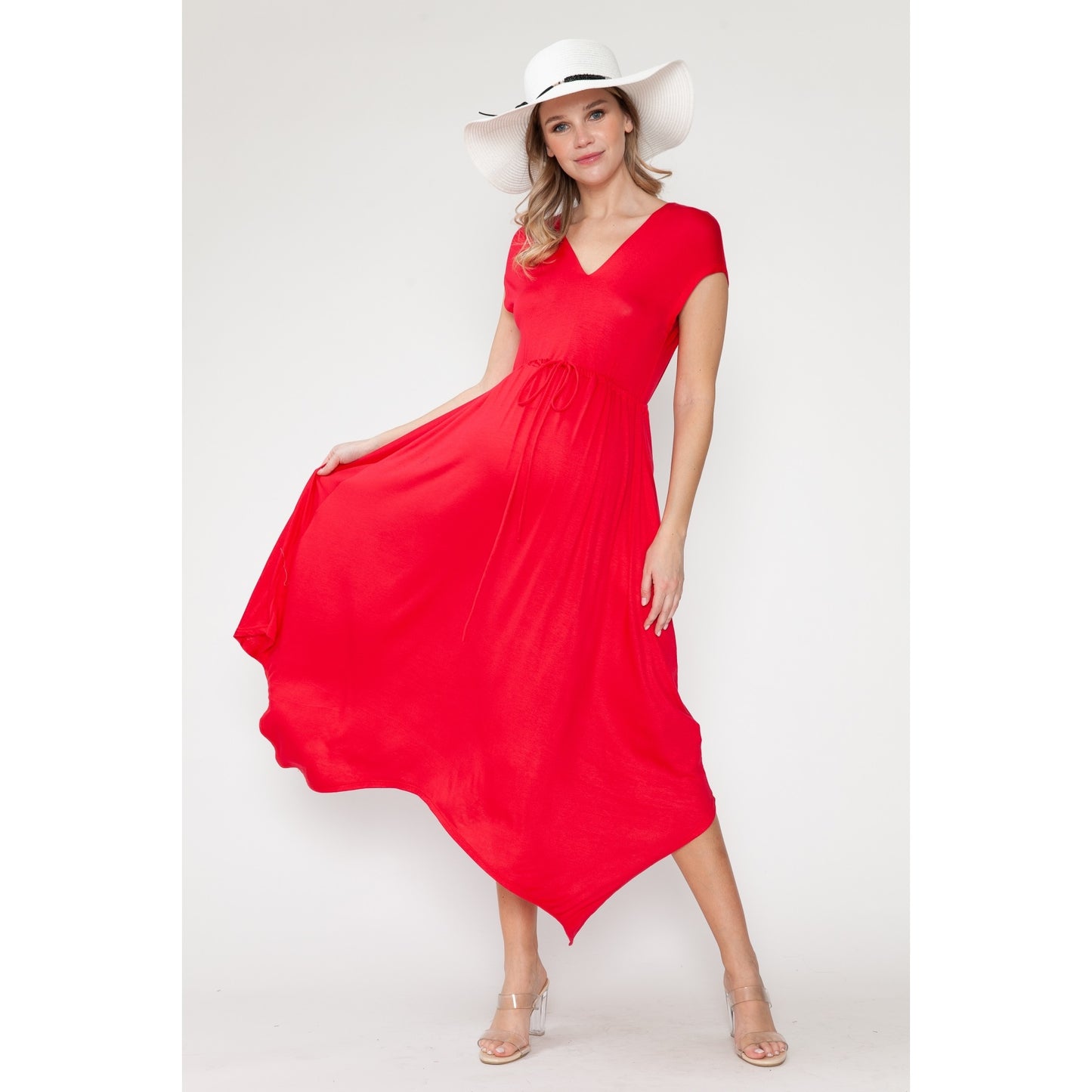 Maternity Basic Solid Ruffle Shark Bite Maxi Dress