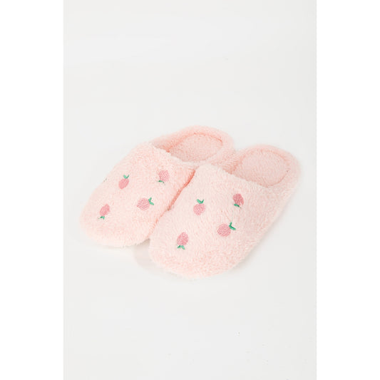 Strawberry Print Faux Fur Slippers