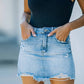 Distressed Raw Hem Denim Mini Skirt