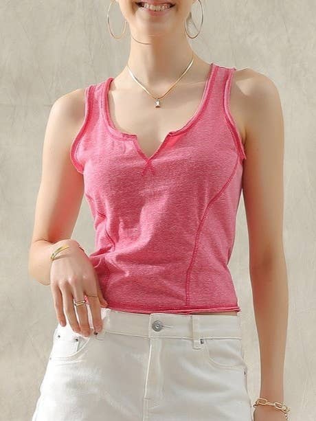 Round Neck Raw Tank Top