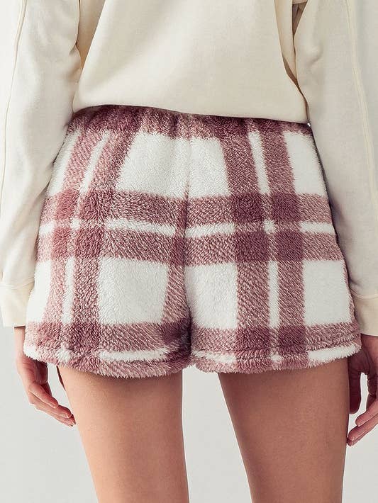Checkered Sherpa Fleece Shorts