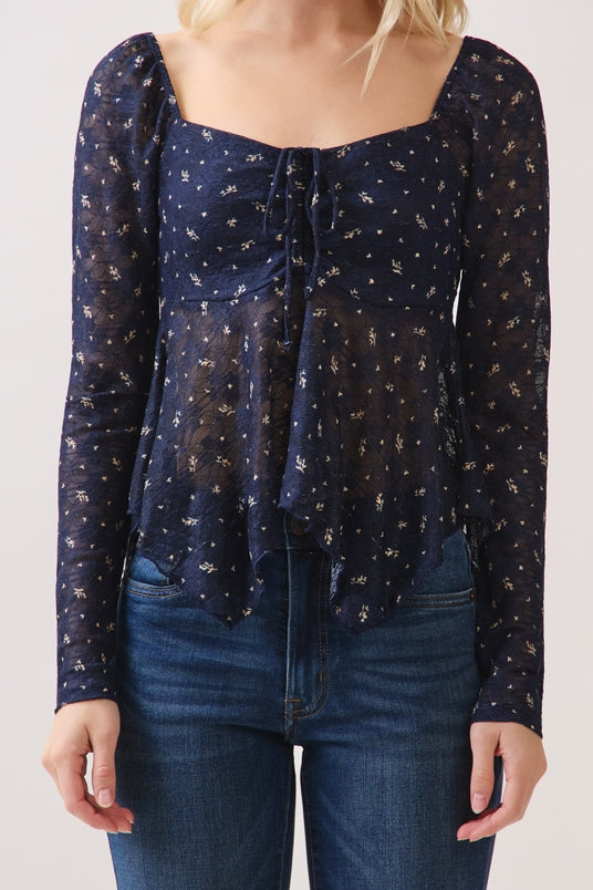 Ditsy Flower Long Sleeve Top