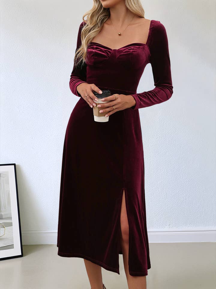 Velvet Sweetheart Long Sleeve Dress
