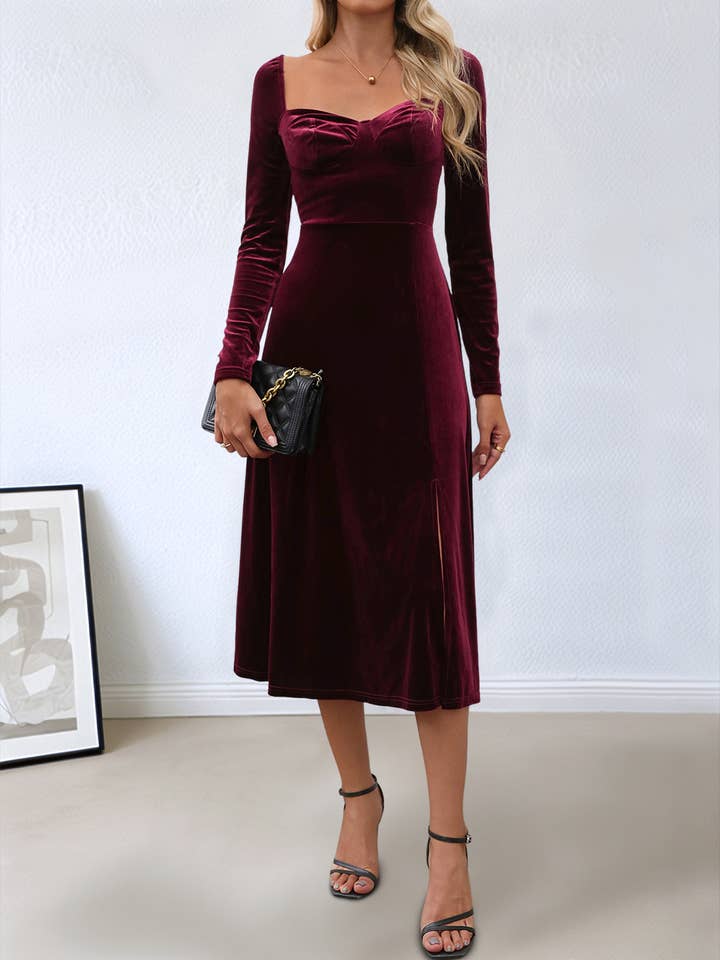 Velvet Sweetheart Long Sleeve Dress