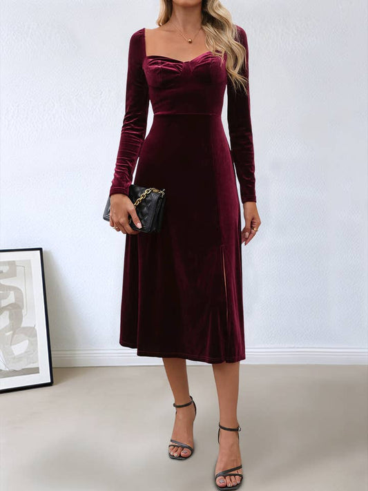 Velvet Sweetheart Long Sleeve Dress