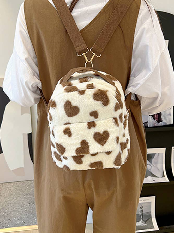 Cow Print Fleece Backpack