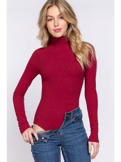 Turtle Neck Rayon Rib Bodysuit