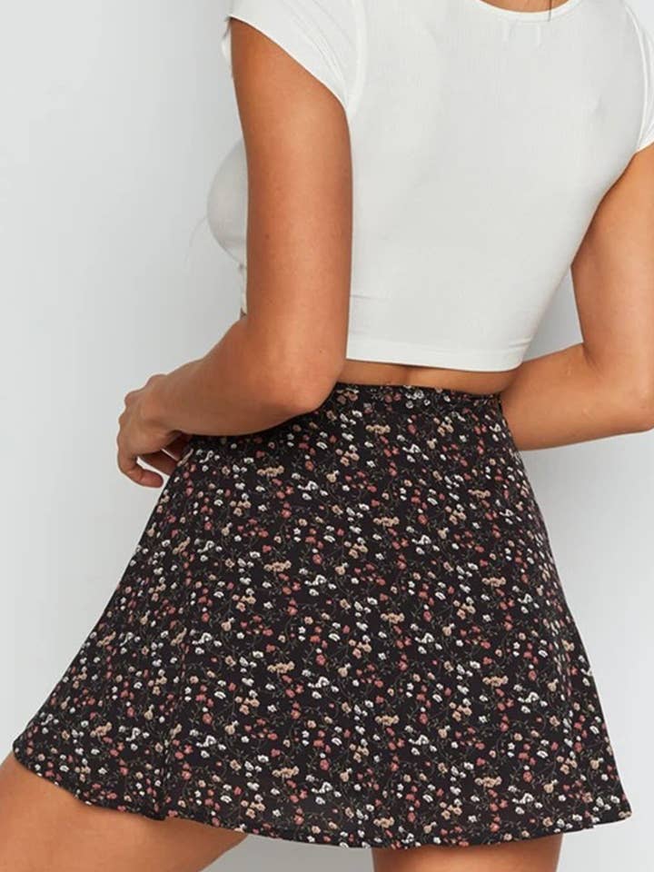 Chiffon Floral Mini Skirt