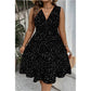 Plus Size Dot Print High Elastic Waist Ruffle Dress