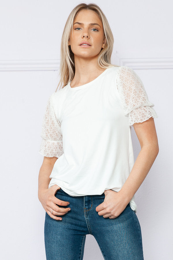 Tunic Top with Bubble Mesh Sleeves