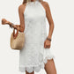 Elegant Sheer White Crochet Mini Dress