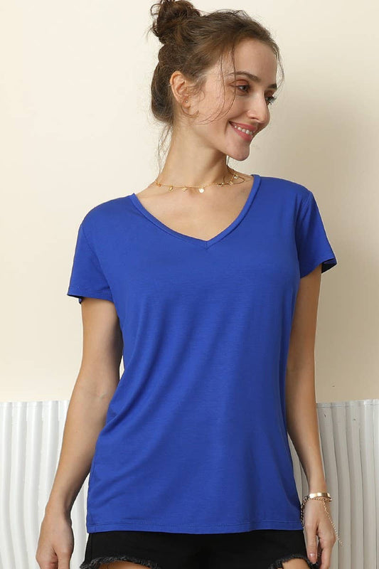 V Neck Modal Short Sleeve T Shirt Top