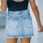 Distressed Raw Hem Denim Mini Skirt