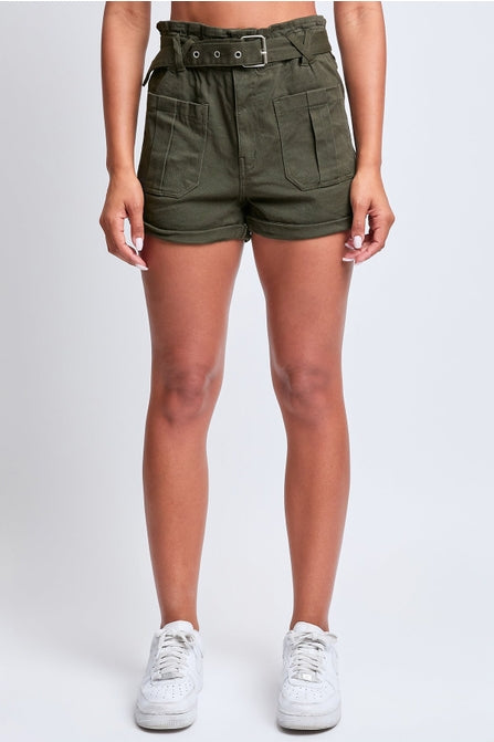 Belted Paperbag Waist Shorts