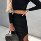 Rib Knit Crop Top with Skirt