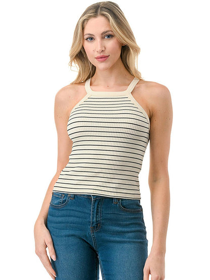 Stripe Halter Neck Top