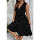 Plus Size Dot Print High Elastic Waist Ruffle Dress