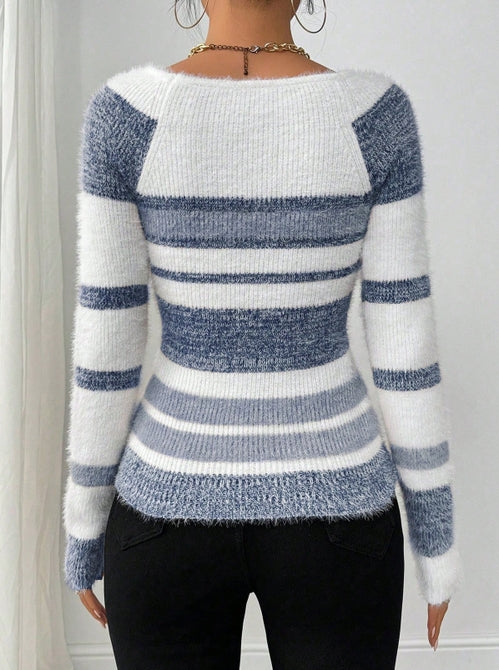 Contrast Color Knit Sweater