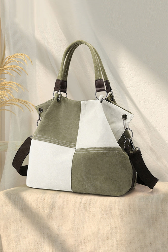 Colorblock Canvas Shoulder Bag