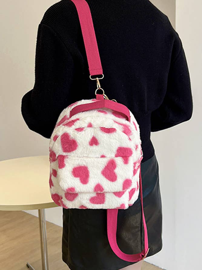 Cow Print Fleece Backpack