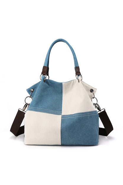 Colorblock Canvas Shoulder Bag